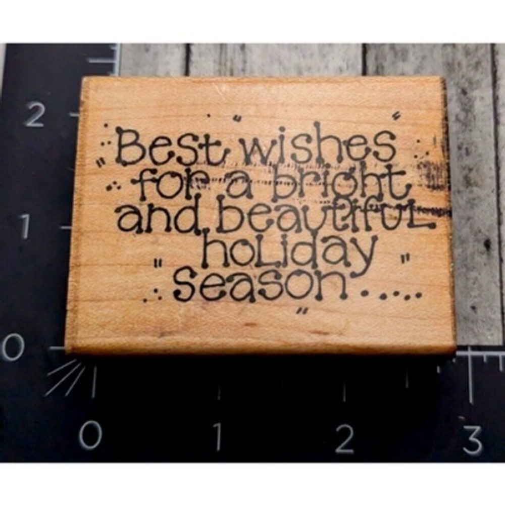 JRL Design Bright Holiday Wishes M116 Rubber Stamp Wood #H112